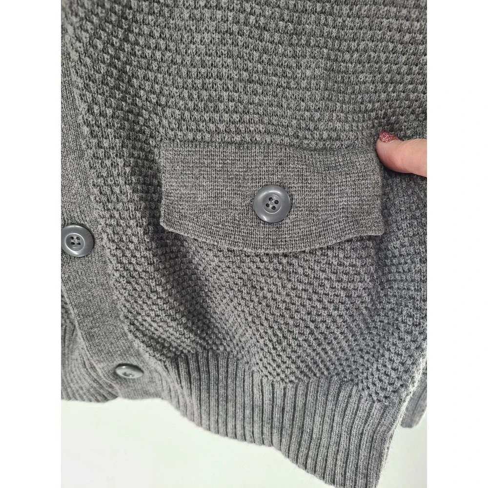 Academia Ben Sherman‎ Men Fishermen Cardigan Sweater XL Gray Wool Blend Preppy